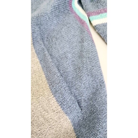 J Jill Cotton Cardigan Gray Blue Stripes Open Drape Front Pockets Sz M - Picture 7 of 7